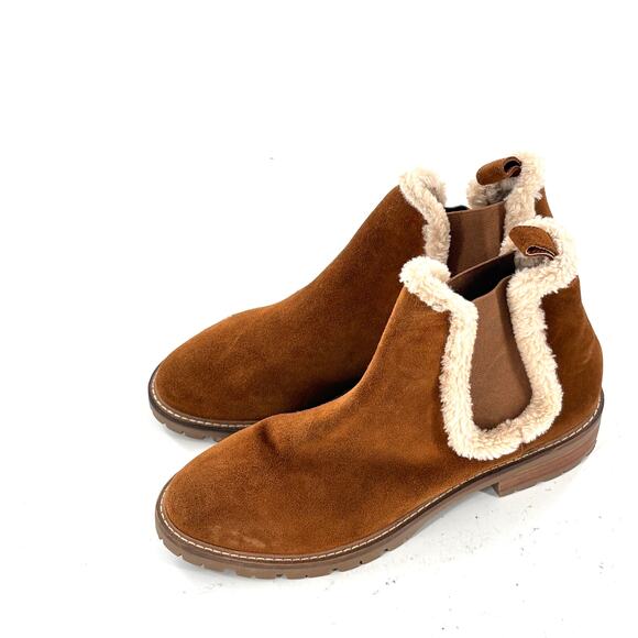 Steve Madden Leopold Boots 9 NWOT Brown Suede Ankle Booties Faux Fur - Picture 9 of 9